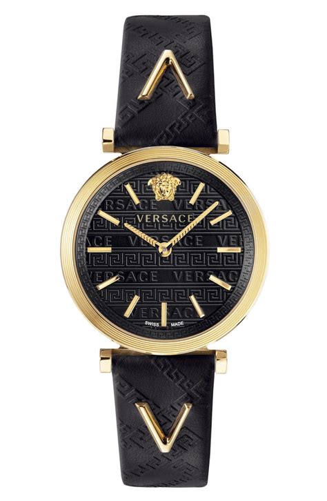 versace v-twist leather watch|Versace V.